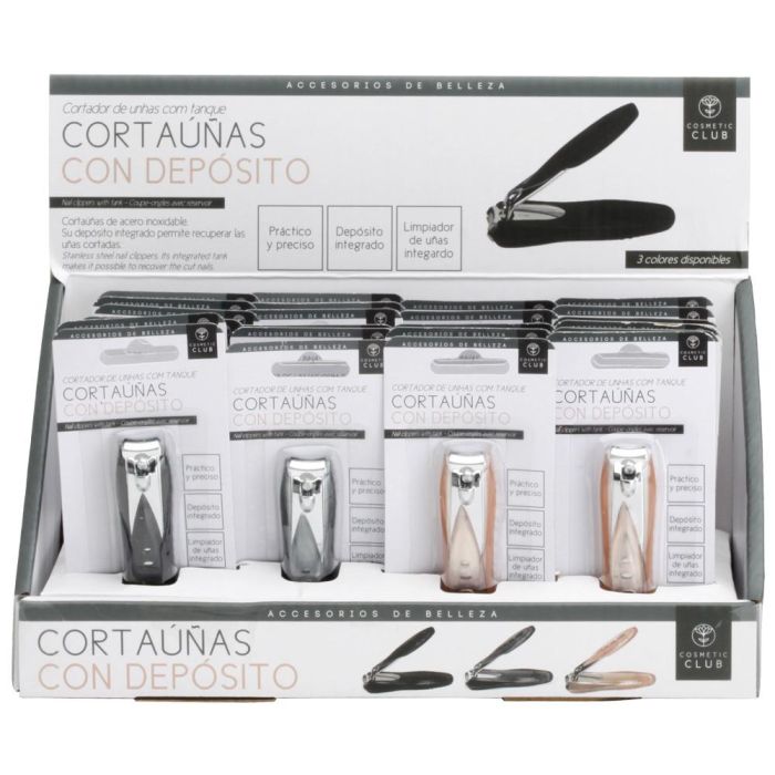 Cosmetic Club Cortaúñas con Depósito de Acero y Plástico en Colores Surtidos, Longitud 6.5 cm 3