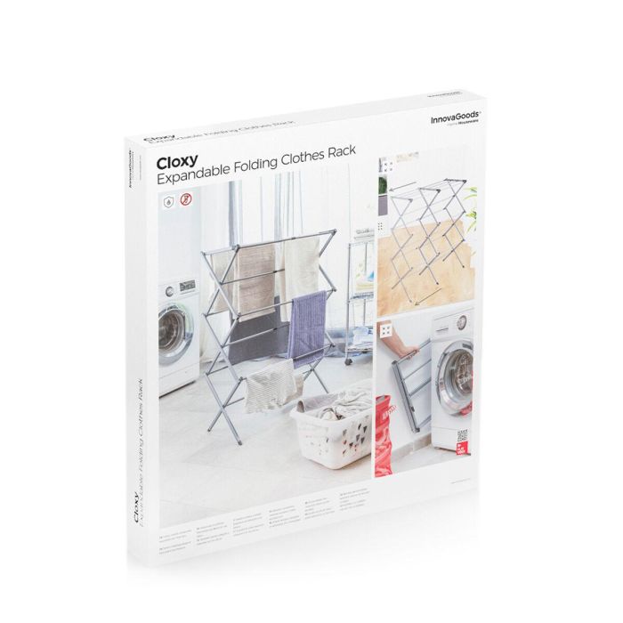 Inde Tendedero Metálico Plegable y Extensible 3 Al - 42 x 7 x 51 cm (4 Unidades) 1