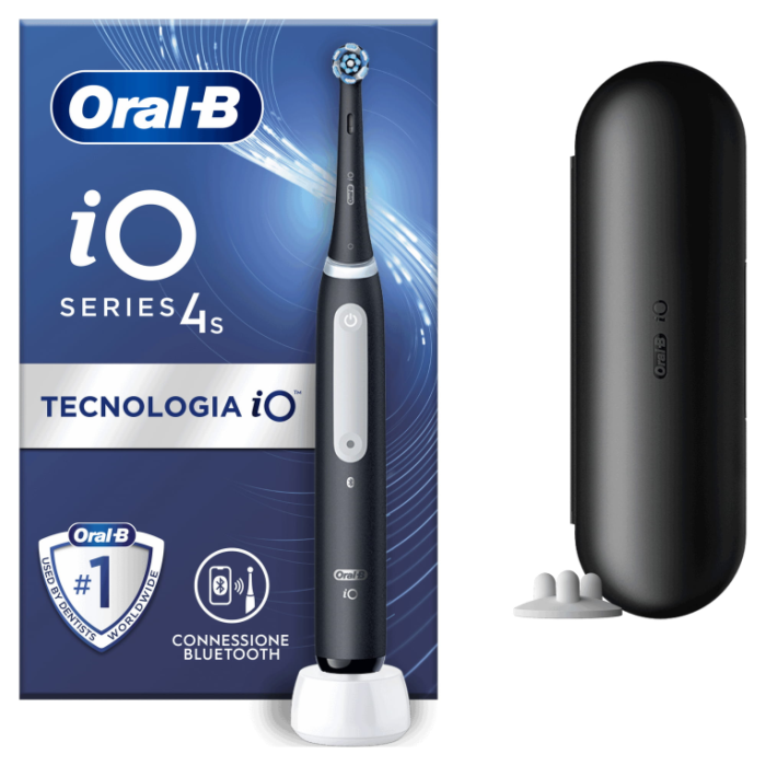 Oral-B iO 4S Cepillo Dental Eléctrico Vibratorio Adulto con 4 Modos, Bluetooth y Sensor de Presión Inteligente Negro