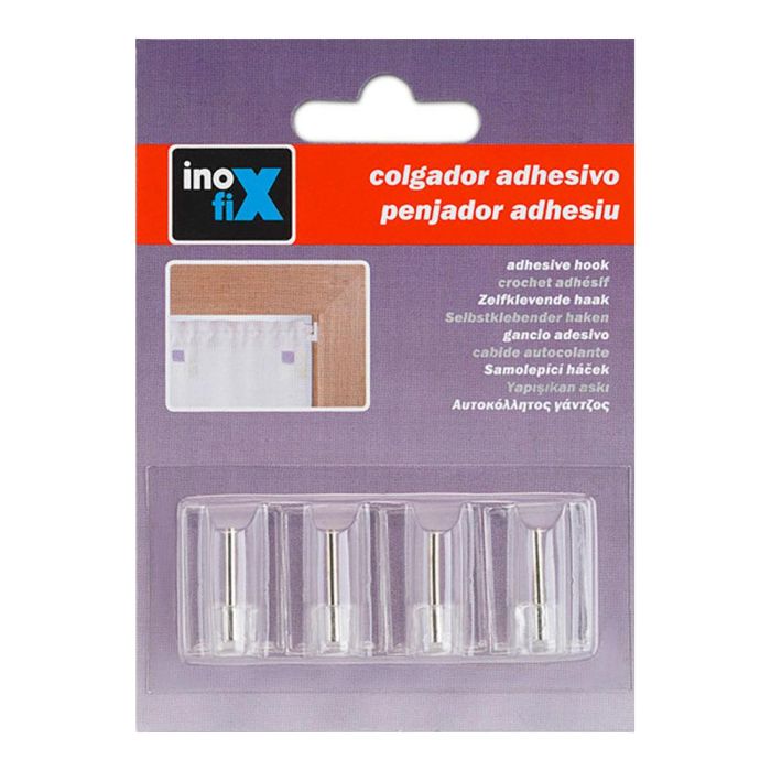 Colgador adhesivo visillos transparente 2042-0-000 (blister 4 unid.) inofix 1