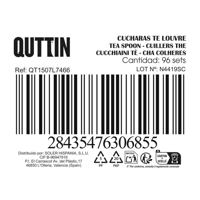 Inde Set 6 Cucharas de Té Louvre 1.5 mm - Acero Inoxidable - Colección Clásica (12 Cajas) 2