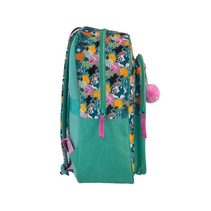 Stitch tropical mochila primaria doble compartimento (gran capacidad), adaptable a carro). con accesorio pom-pom.45 x 32 x 20 cm. 1