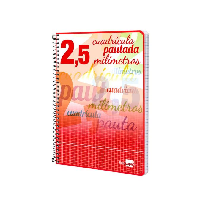 Cuaderno Espiral Liderpapel Cuarto Pautaguia Tapa Blanda 40H 75 gr Cuadro Pautado 2,5 mmcon Margen Colores Surtidos 10 unidades 6