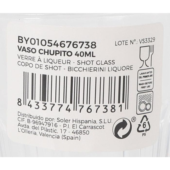 Vaso Chupito 40 ml La Mediterranea (24 Unidades) 4 Vaso Chupito 40 ml La Mediterranea (24 Unidades) 4