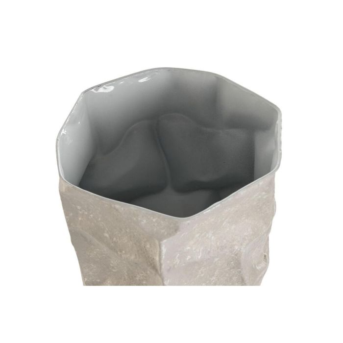 DKD Home Decor Jarrón Moderno de Metal Color Beige 19 cm Ancho x 19 cm Largo x 48 cm Alto - Set de 2 Unidades 1