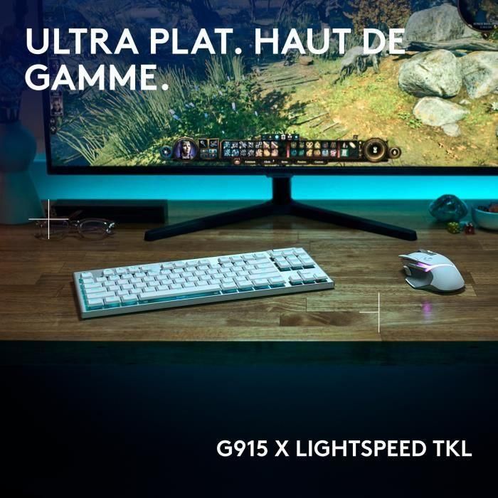 Teclado para juegos - inalámbrico - Logitech G - G915 TKL X - Interruptor táctil - AZERTY - Blanco 1 Teclado para juegos - inalámbrico - Logitech G - G915 TKL X - Interruptor táctil - AZERTY - Blanco 1