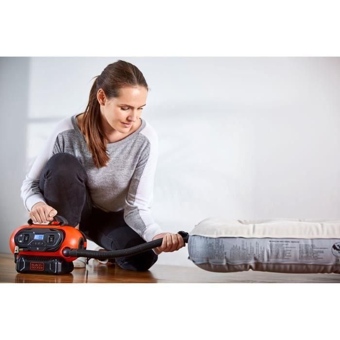 Black + Decker BDCINF18N-QS Inflador Compresor Digital Multifunción, 18V/220V/12V, 11 Bares / 160 PSI, Auto-apagado y 3 Agujas 4