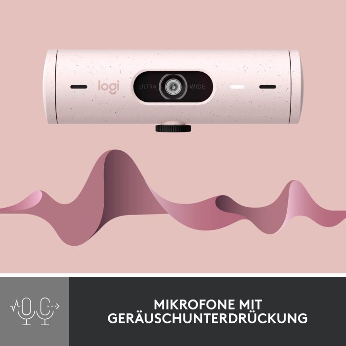 Logitech Webcam Brio 500 Rosa Full HD 1080p, 4 MP, Zoom Digital 4x, Enfoque Automático, USB-C 3 Logitech Webcam Brio 500 Rosa Full HD 1080p, 4 MP, Zoom Digital 4x, Enfoque Automático, USB-C 3