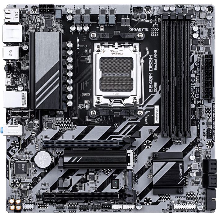 Gigabyte B840M DS3H Placa Base AMD Ryzen 9000/8000/7000, DDR5 hasta 8200 MHz, 2xPCIe 4.0 M.2, LAN 2.5GbE, USB 3.2 Gen 1 - 9MB84MS3H-00-G10 1 Gigabyte B840M DS3H Placa Base AMD Ryzen 9000/8000/7000, DDR5 hasta 8200 MHz, 2xPCIe 4.0 M.2, LAN 2.5GbE, USB 3.2 Gen 1 - 9MB84MS3H-00-G10 1