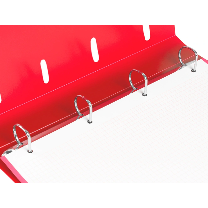 Liderpapel Carpeta con Recambio A4 Cuadro 5mm 100 Hojas 80g Polipropileno 4 Anillas Mixtas 25mm Rojo 3