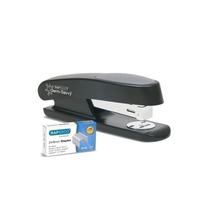 Grapadora Rapesco Antibacteriano Sting Ray (20H) (Incluye 1000 Grapas 24/6Mm) Negro