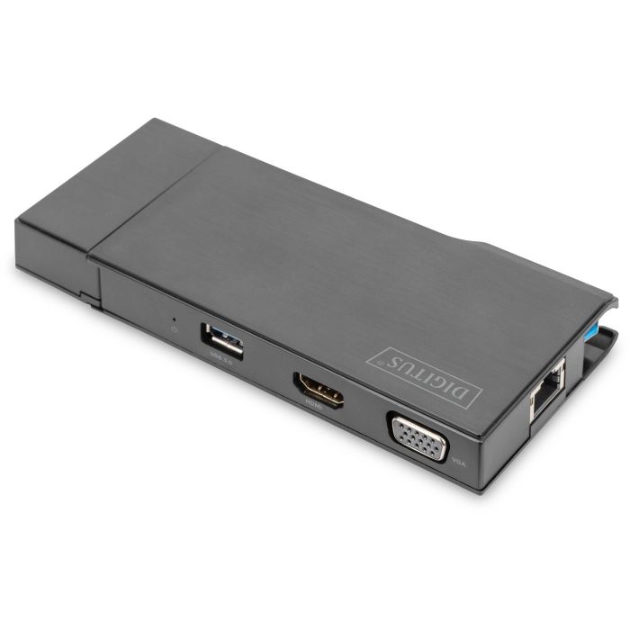 Digitus Docking Station Travel USB 3.0/3.2, HDMI/VGA, Lector SD/MicroSD, Ethernet, 4K, Color Negro