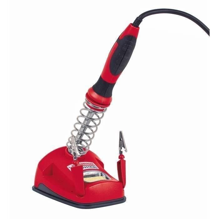 ROTHENBERGER Soldador con soporte - 30W - Incluido con 2 puntas, cable de soldadura y esponja - Rojo ROTHENBERGER Soldador con soporte - 30W - Incluido con 2 puntas, cable de soldadura y esponja - Rojo