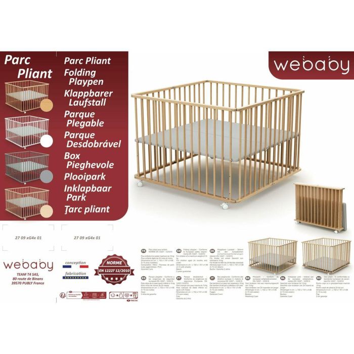 Parque de juegos WEBABY 100 x 100 cm Beige 1 Parque de juegos WEBABY 100 x 100 cm Beige 1