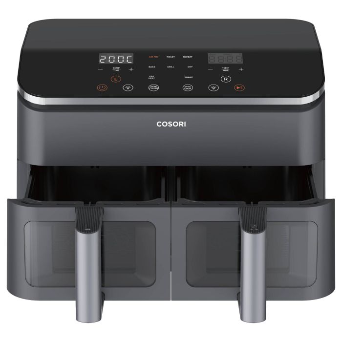Cosori Freidora de Aire Caliente Dual Basket Chef Edition, 8.5L, 1750W, 2 Cestas, Negro, con Función de Asar, Hornear y Deshidratar, 35-230°C