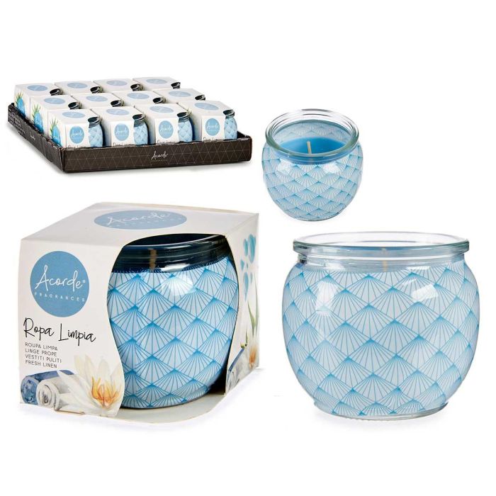 Acorde Vela Perfumada Ropa Limpia en Tarro de Vidrio 7.5x6.3x7.5 cm Azul (Set de 12)