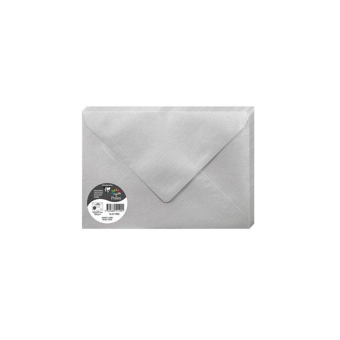 Sobre Clairefontaine Pollen 162X229 120G Plateado Paquete De 20