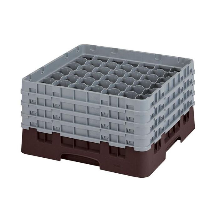 CAMBRO - 49S800-167 - Cesta de lavado 49 comp. 4 alturas - 6 cm Ø máx. - alt. máx. 21,7 cm - 50 x 50 x 26,7 cm - Castaño