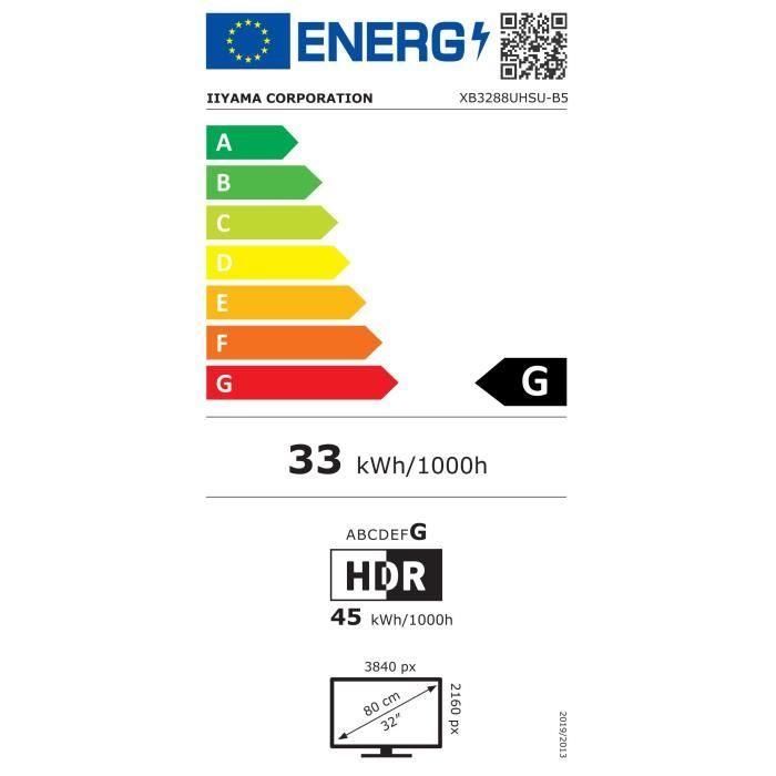 Pantalla de PC - IIYAMA - XB3288UHSU-B5 - 32 VA LED 4K 3840 x 2160 - 3ms - 60Hz - 2 x HDMI 1 x DP 3