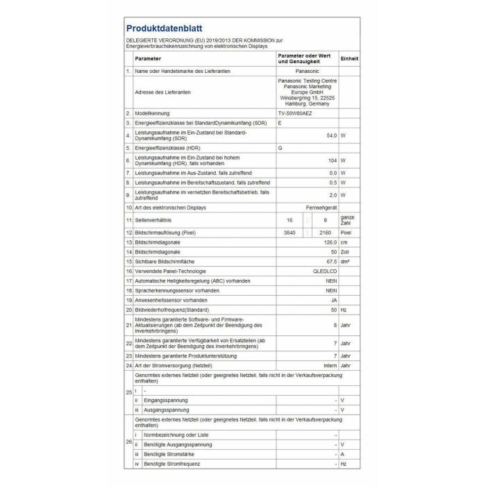 Smart TV Panasonic TV50W80AEZ 50 50" 4K Ultra HD HDR QLED 2