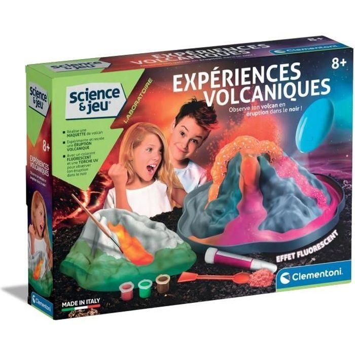 Clementoni 52629 Experiencias Volcánicas: Kit de Ciencia para Modelar Volcán con Yeso y Molde 3D, Erupciones Fosforescentes
