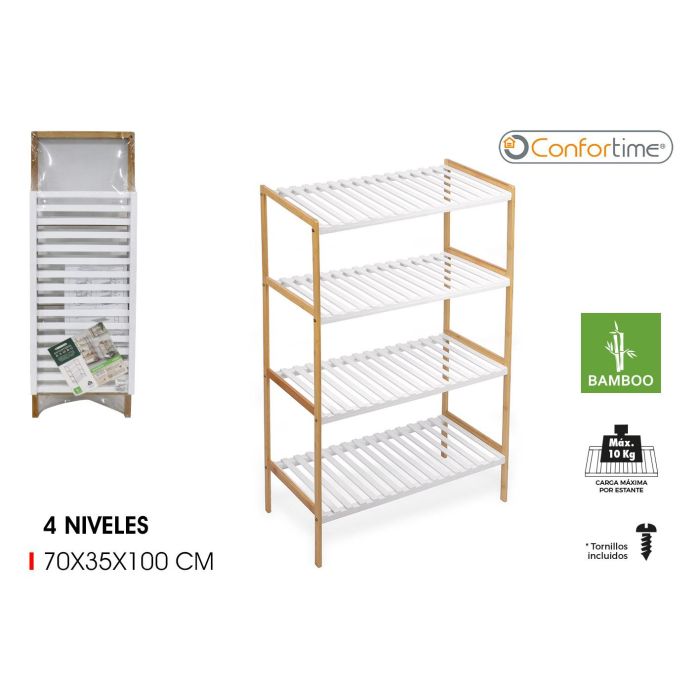 Estantería de Bambú 4 Niveles 70x35x100 cm - Confortime (2 Unidades) Estantería de Bambú 4 Niveles 70x35x100 cm - Confortime (2 Unidades)