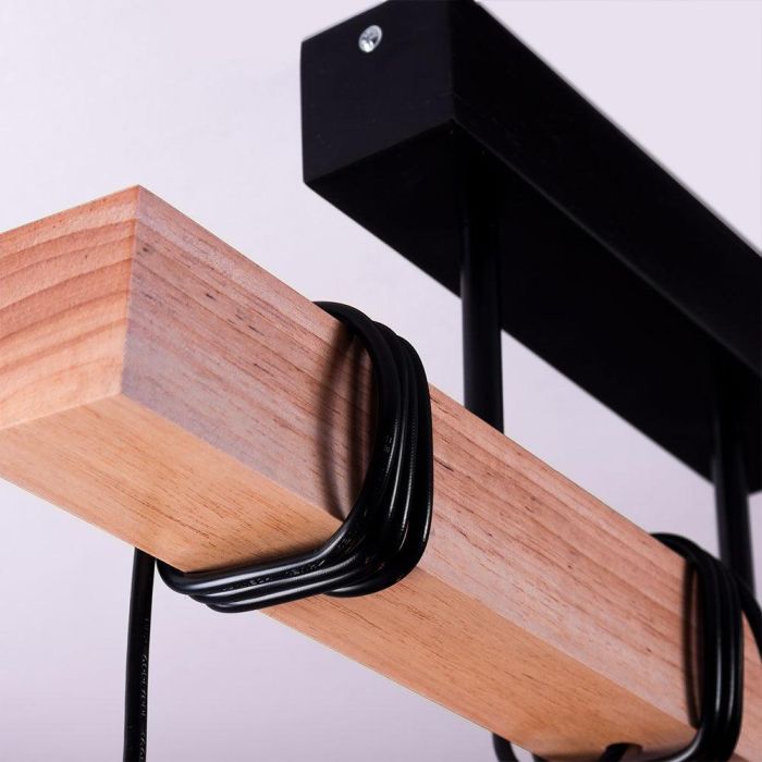 Lámpara Colgante Bianca SKD-P6000-3 de Madera y Metal, Diseño Nórdico Moderno para Comedor, Dormitorio o Salón, E27 LED 3
