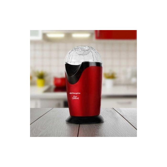 Orbegozo PA 4300 Palomitero Portátil 1000W, Rojo Metalizado, Prepara Palomitas Sin Aceite en 3 Minutos, Cocina Sana y Fácil Limpieza 1