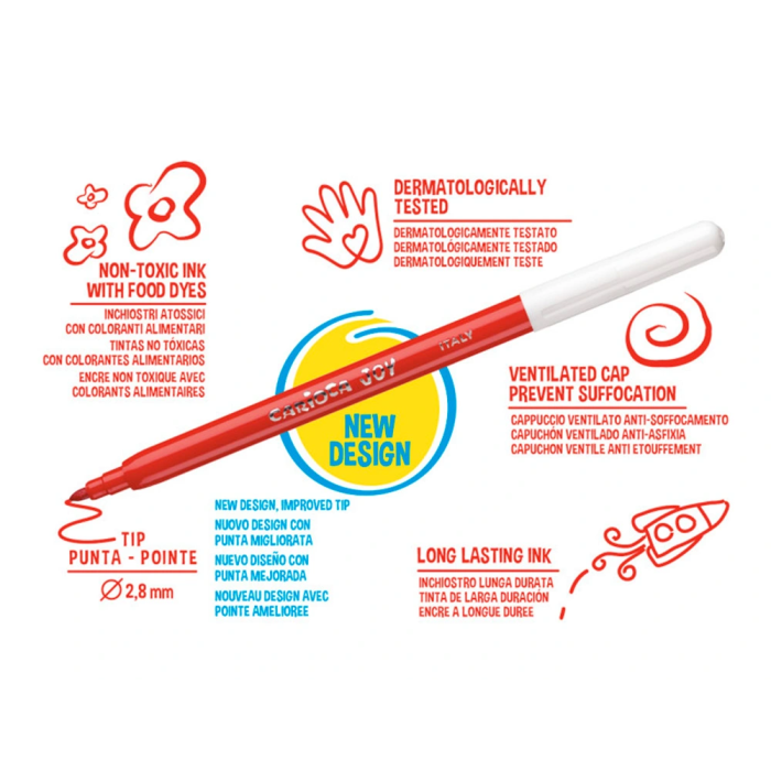 Carioca Rotulador Joy Caja de 12 Unidades Colores Surtidos Punta Fina Lavable Sin Gluten 3