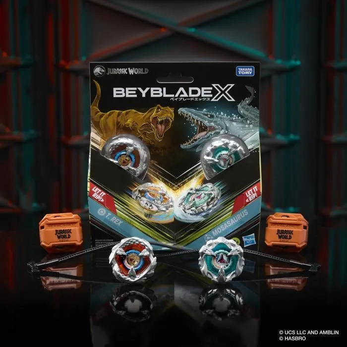 Hasbro Beyblade X Jurassic World T. Rex vs Mosasaurus, 2 Peonzas de Competición, 2 Lanzadores, HASG1898ES0, A Partir de 8 Años 5