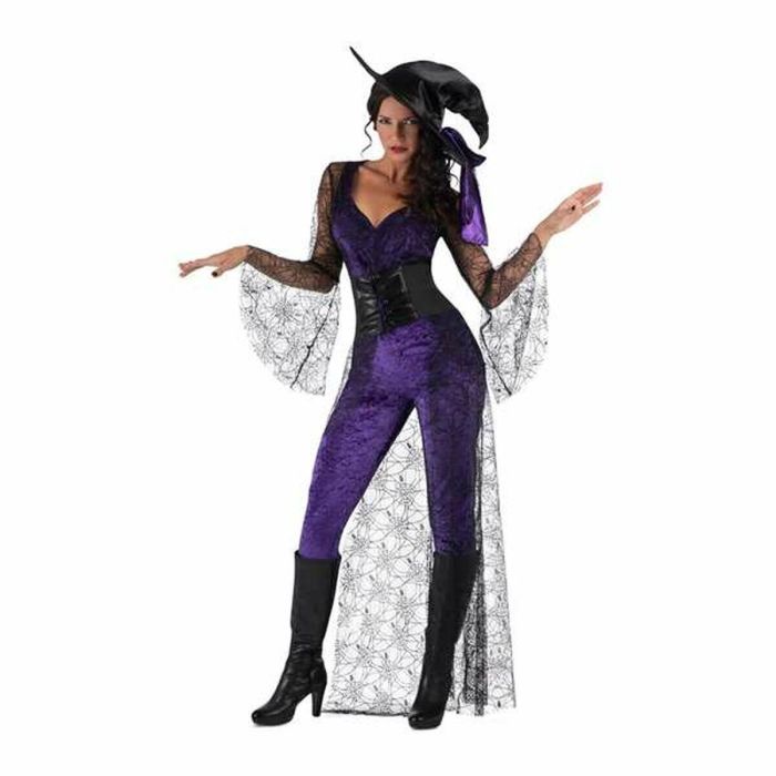 Disfraz bruja del aquelarre morada sombrero, top con cola, corpiño y mallas talla m Disfraz bruja del aquelarre morada sombrero, top con cola, corpiño y mallas talla m