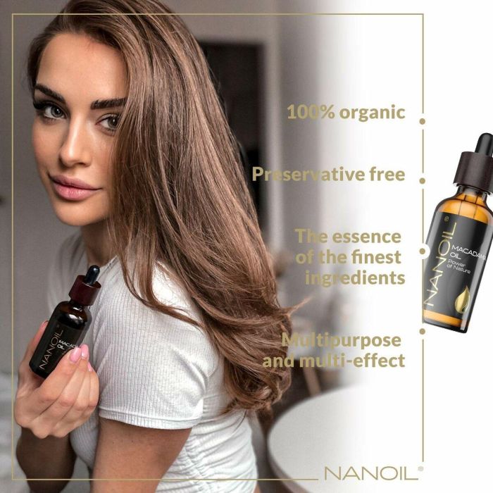 Nanoil Aceite de Macadamia Orgánico 50 ml para Rostro, Cuerpo y Cabello - Hidratante, Rejuvenecedor y Anticelulítico 1 Nanoil Aceite de Macadamia Orgánico 50 ml para Rostro, Cuerpo y Cabello - Hidratante, Rejuvenecedor y Anticelulítico 1