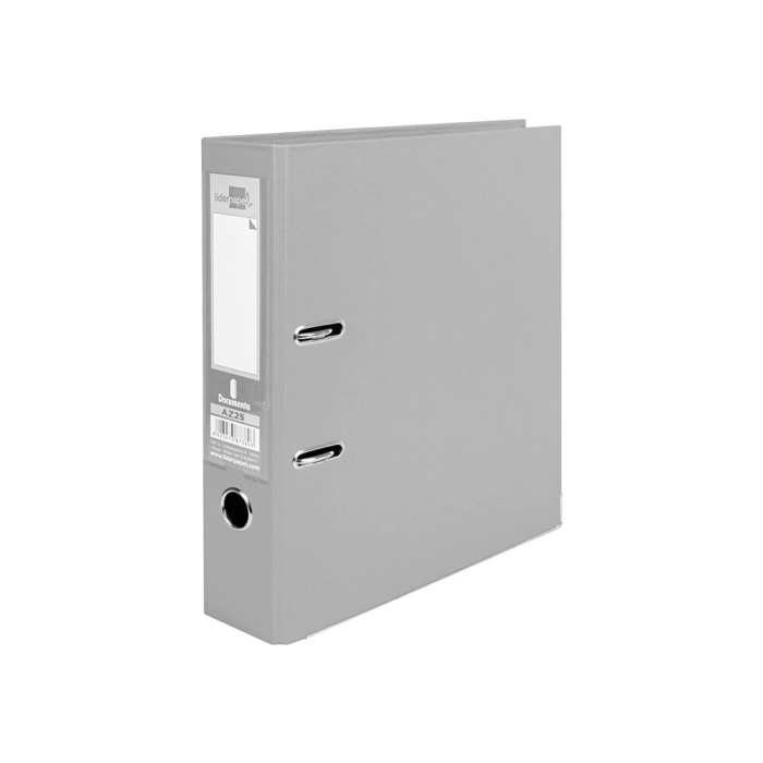 Liderpapel Archivador de palanca A4 Documenta forrado PVC con Rado lomo 75mm gris compresor metálico 1