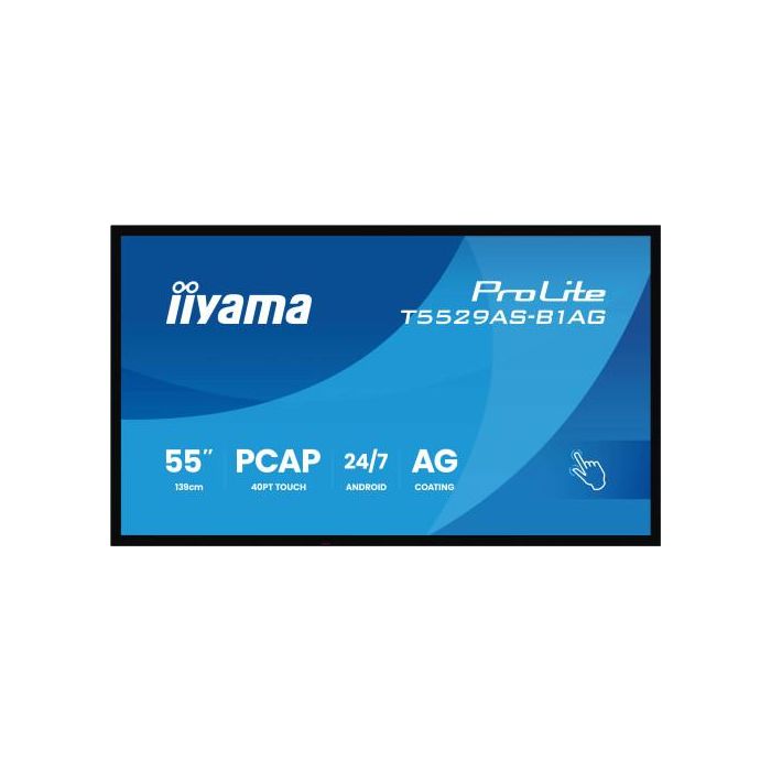 Iiyama T5529AS-B1AG Monitor Interactivo Profesional All-in-One 55" 4K UHD con Android 14, Pantalla Táctil 24/7, USB-C y WiFi