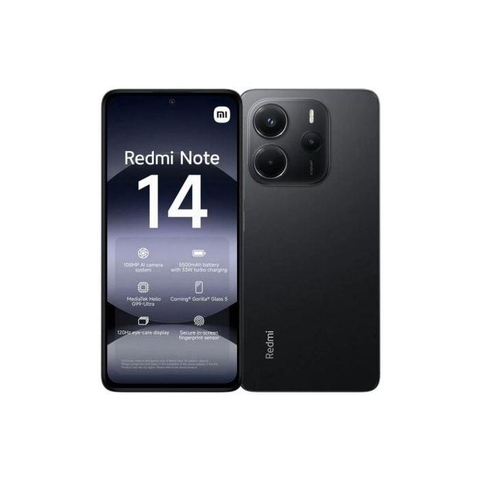 Xiaomi MZB0IKVEU Smartphone Redmi Note 14, 8GB RAM, 256GB, 6.67" OLED 120Hz, Cámara 108MP AI, 5500mAh, Negro Xiaomi MZB0IKVEU Smartphone Redmi Note 14, 8GB RAM, 256GB, 6.67" OLED 120Hz, Cámara 108MP AI, 5500mAh, Negro