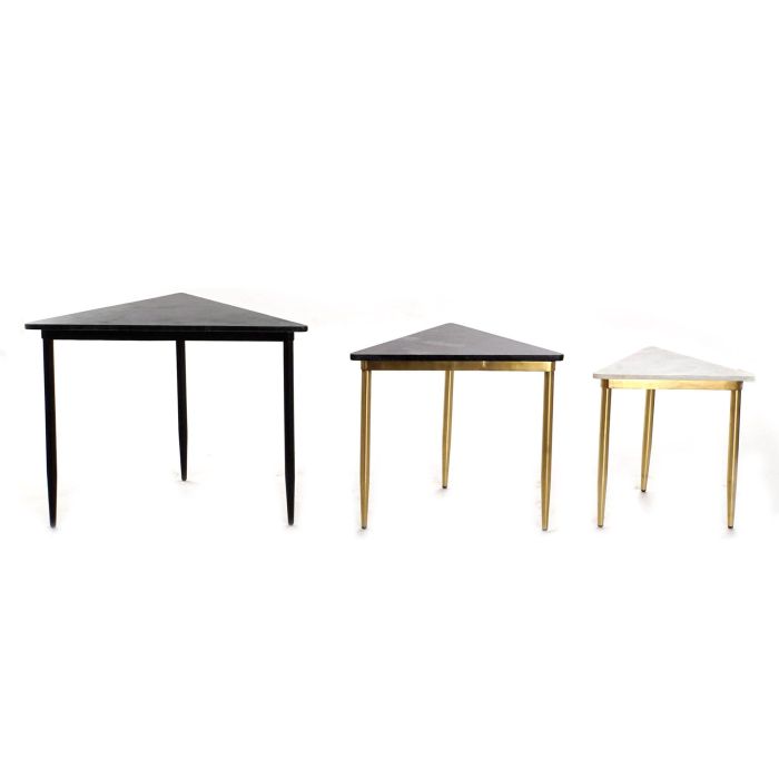 Mesita Auxiliar Moderno DKD Home Decor Blanco Negro 46.5 x 53 x 68 cm Set de 3 1 Mesita Auxiliar Moderno DKD Home Decor Blanco Negro 46.5 x 53 x 68 cm Set de 3 1