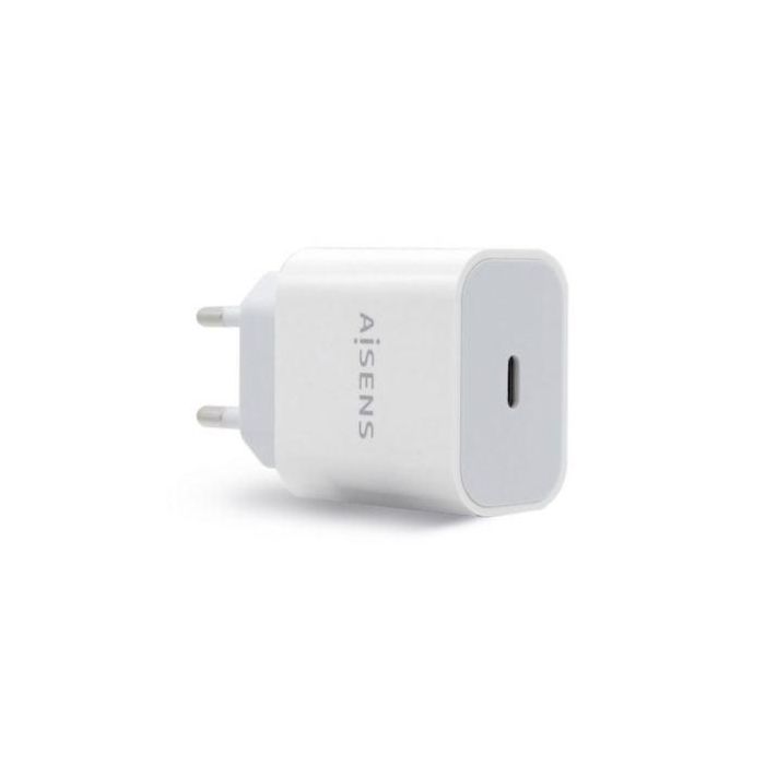 Aisens Cargador USB-C PD3.0 20W 5V-3A 9V-2.2A 12V-1.66A Blanco para Móviles, Tablets y Dispositivos USB-C