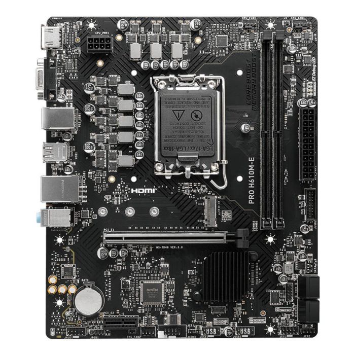 MSI PRO H610M-E Placa base Intel H610 LGA 1700 micro ATX, DDR5-SDRAM 96GB, soporta Intel Core/Celeron/Pentium, M.2, SATA III, 2.5 Gigabit Ethernet 1 MSI PRO H610M-E Placa base Intel H610 LGA 1700 micro ATX, DDR5-SDRAM 96GB, soporta Intel Core/Celeron/Pentium, M.2, SATA III, 2.5 Gigabit Ethernet 1