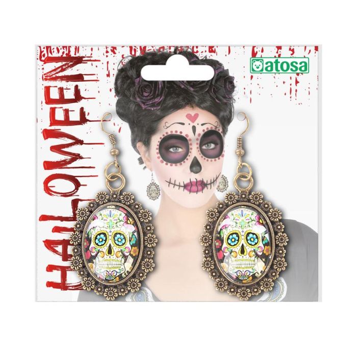 Pendientes Calavera Muerte Mexicana Para Disfraz De Catrina - Accesorio Halloween Adulto Multicolor 1 Pendientes Calavera Muerte Mexicana Para Disfraz De Catrina - Accesorio Halloween Adulto Multicolor 1