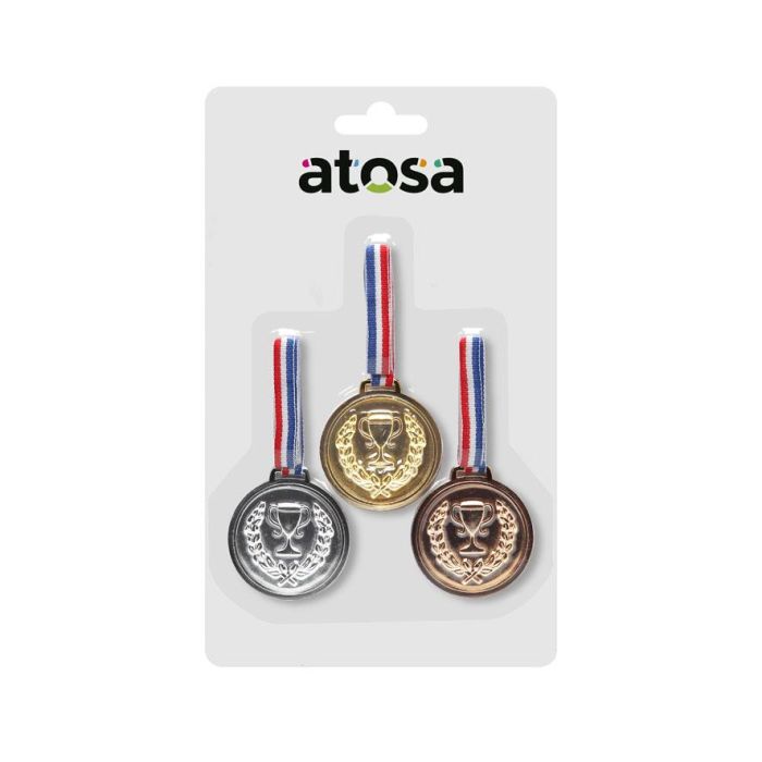 Pack 3 Medallas Deportivas Oro Plata Bronce Con Cintas Para Premiaciones Escolares Infantiles