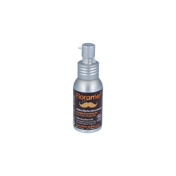 FLORAME Aceite Acondicionador de Barba 50ml con Argán y Avellana, certificado ECOCERT, para afeitado suave