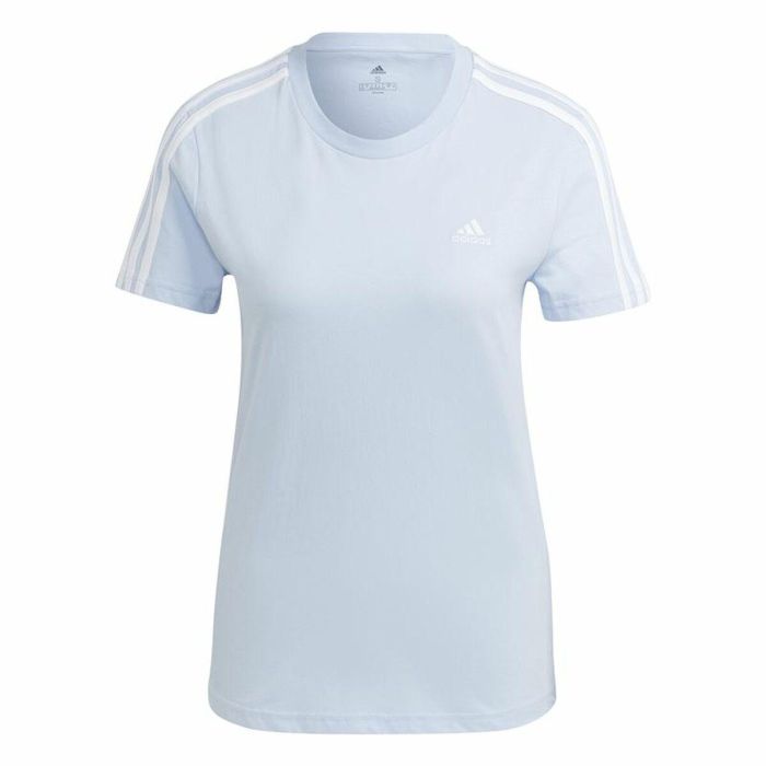 Camiseta de Manga Corta Mujer Adidas 3 stripes Azul claro 2XS 0 Camiseta de Manga Corta Mujer Adidas 3 stripes Azul claro 2XS 0