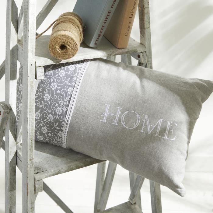 Cojín - HOY - CHARME - Estampado x Chambray x Bordado Capucine - 30 x 50 cm