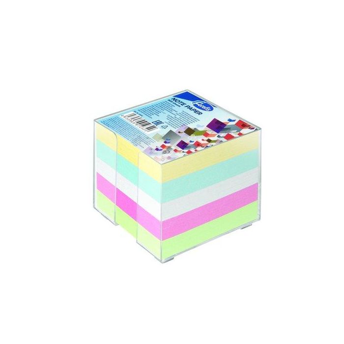 Porta Notas Forofis 90X90 Mm Transparente Con 800 Notas En 5 Colores Pastel Incluidas