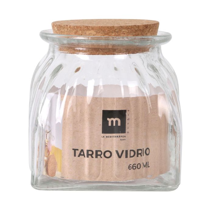 Tarro de vidrio con líneas y tapón de corcho 660 ml - La Mediterranea (24 Unidades) 1 Tarro de vidrio con líneas y tapón de corcho 660 ml - La Mediterranea (24 Unidades) 1