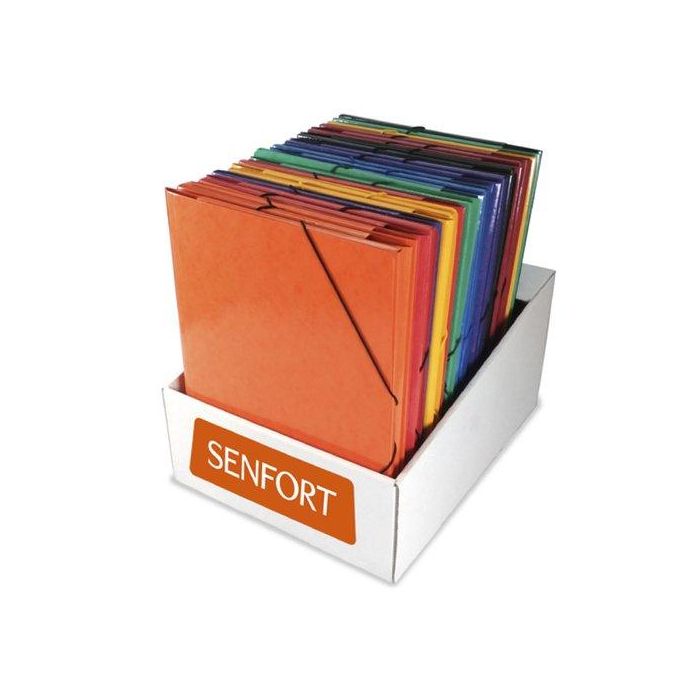 Carpeta De Gomas Y Solapas Senfort Laser Carton Plastificado Brillo Fº Surtido Expositor De 24
