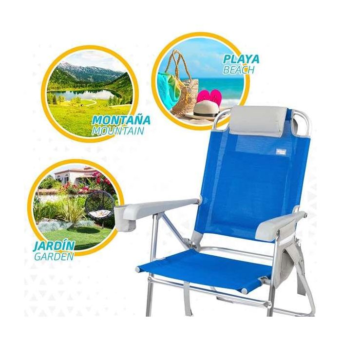 Silla playa pegable aluminio mochila 47x63x99 cm con cojin y bolsa. 5 Silla playa pegable aluminio mochila 47x63x99 cm con cojin y bolsa. 5