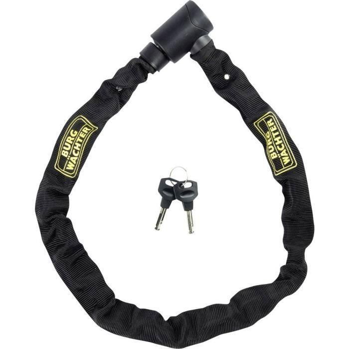 Candado de cadena para bicicleta - BURG WACHTER - 580 90 NEGRO - Acero 6 mm - Textil alta resistencia - 2 llaves Candado de cadena para bicicleta - BURG WACHTER - 580 90 NEGRO - Acero 6 mm - Textil alta resistencia - 2 llaves
