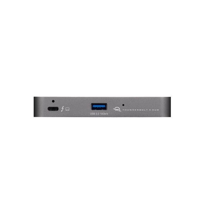 OWC Thunderbolt Hub 40Gb/s con 4 Puertos Thunderbolt 4 (USB-C) y USB-A 3.2 Gen 2 para Mac/PC, Soporta Dual 4K/8K, Carga, Gris Espacial 3