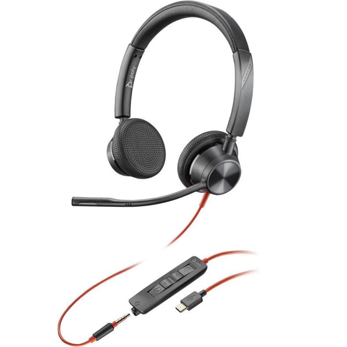 HP Blackwire 3325 Auriculares Estéreo USB-C + Plug 3.5mm + Adaptador USB-C/A – Confort y Calidad de Audio Poly
